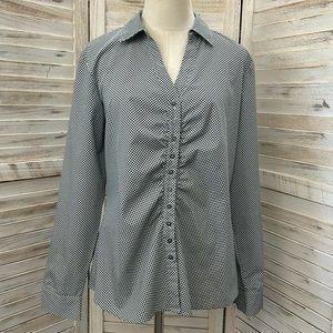 Metaphor Button Front V- Neck Blouse